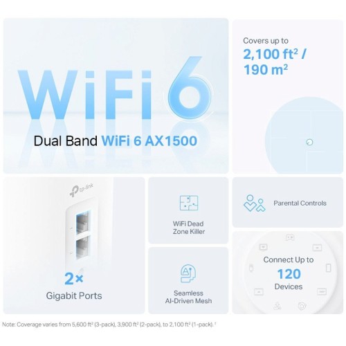 ACCESS POINT TP-LINK DECO X10(2-PACK) AX1500 WHOLE HOME MESH WIFI 6